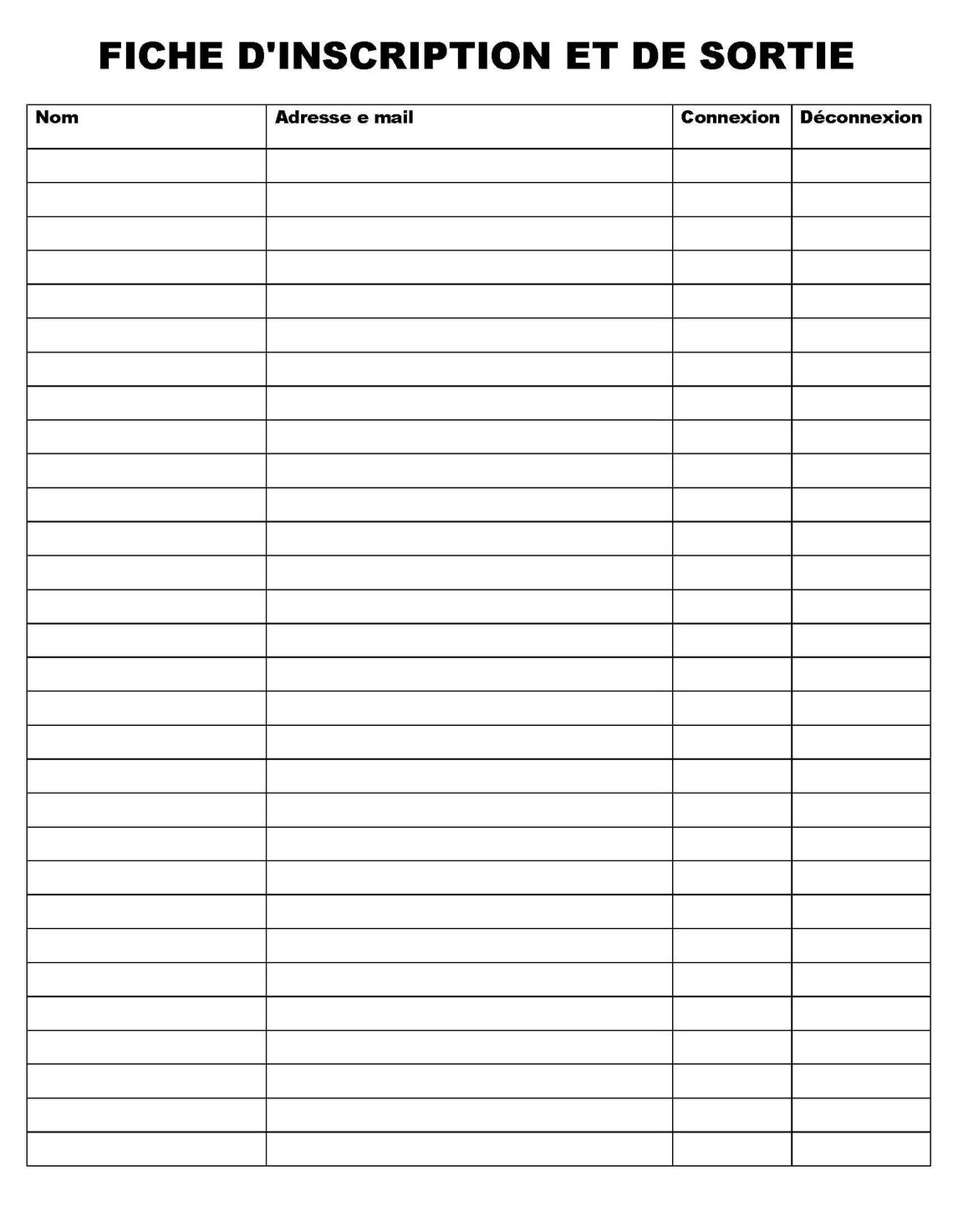 Sign in and Out Sheet Printable Form, French-english, Digital File ...