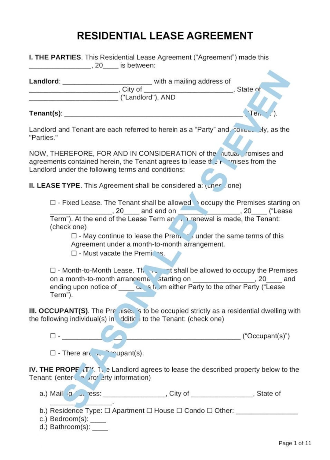 Rental Lease Agreement Forms, Instant Download, Contract, Agreemen - Etsy