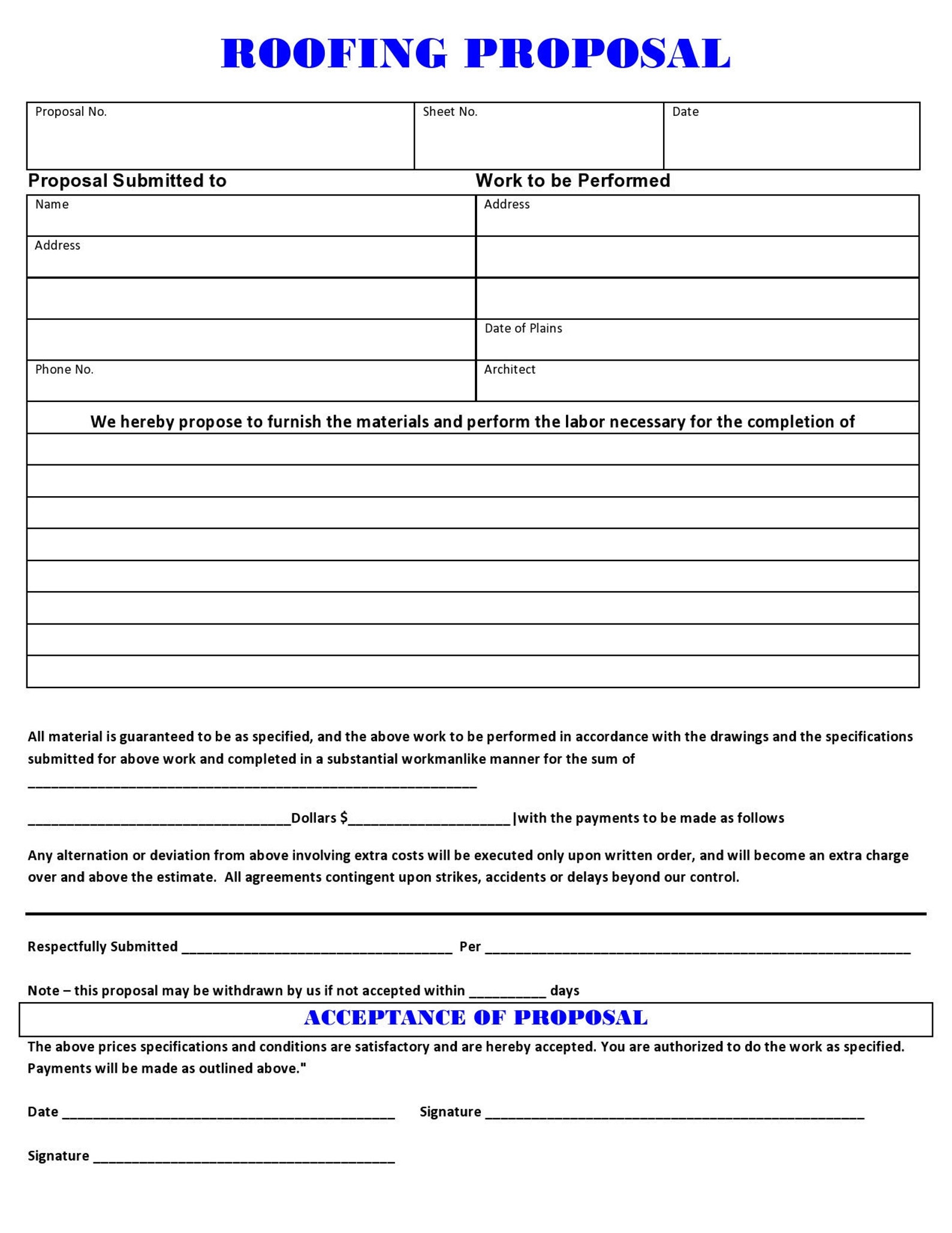 Roofing Proposal Templates EDITABLE PRINTABLE FORM 8.5 by Etsy.de Roofing Proposal Templates EDITABLE PRINTABLE FORM 8.5 by Etsy.de