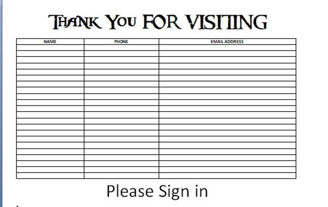 open house sign in sheet marketing instant download doc etsy