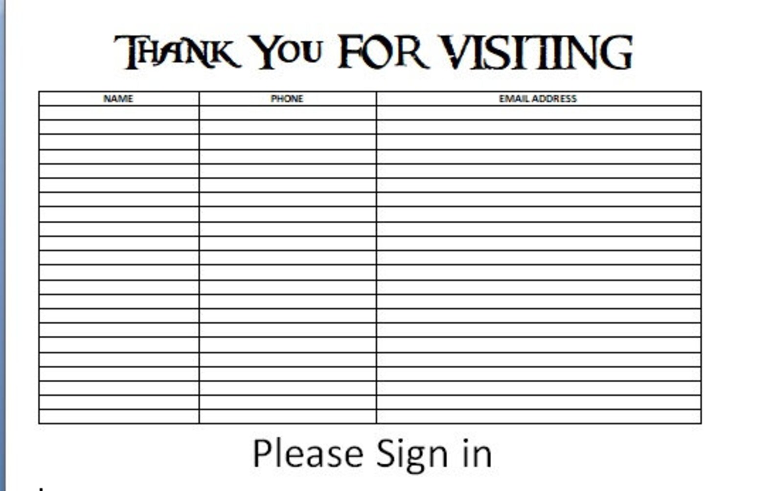 open house sign in sheet marketing instant download doc etsy