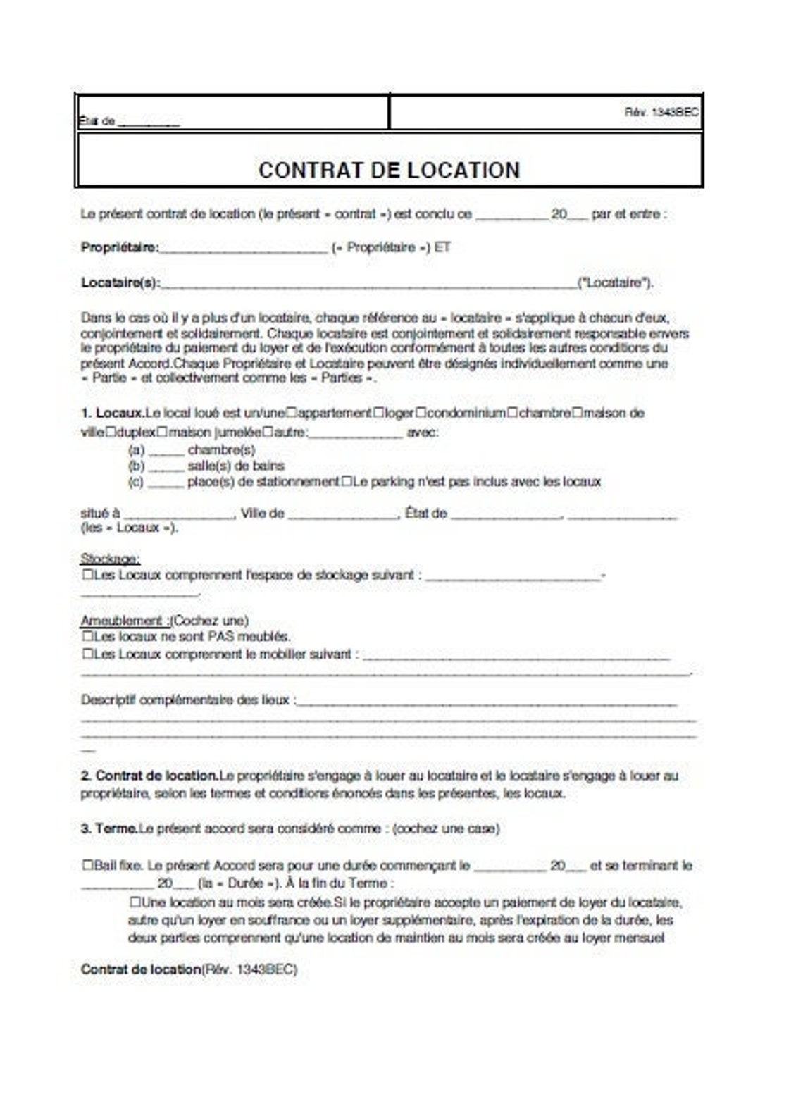 Standard Residential Rental Lease Agreement Forms, Instant Download ...