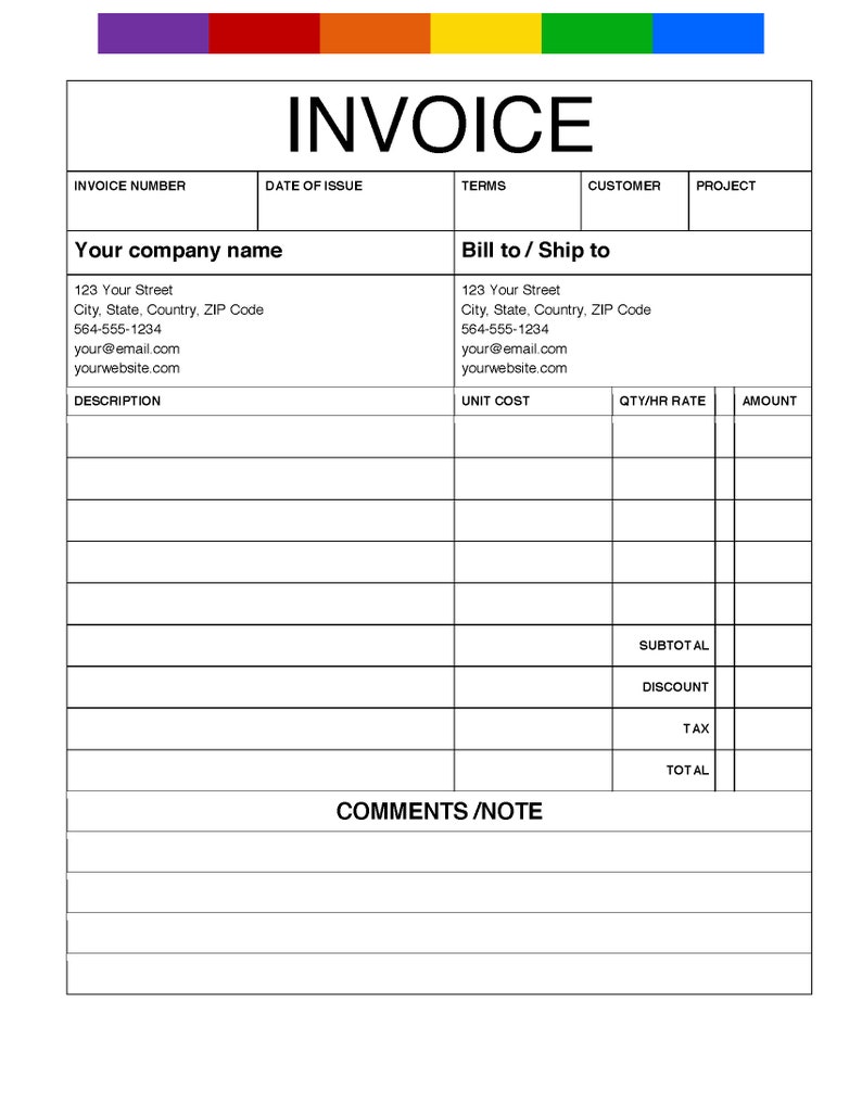 Estimateinvoice Printable Template Business Form Word Etsy