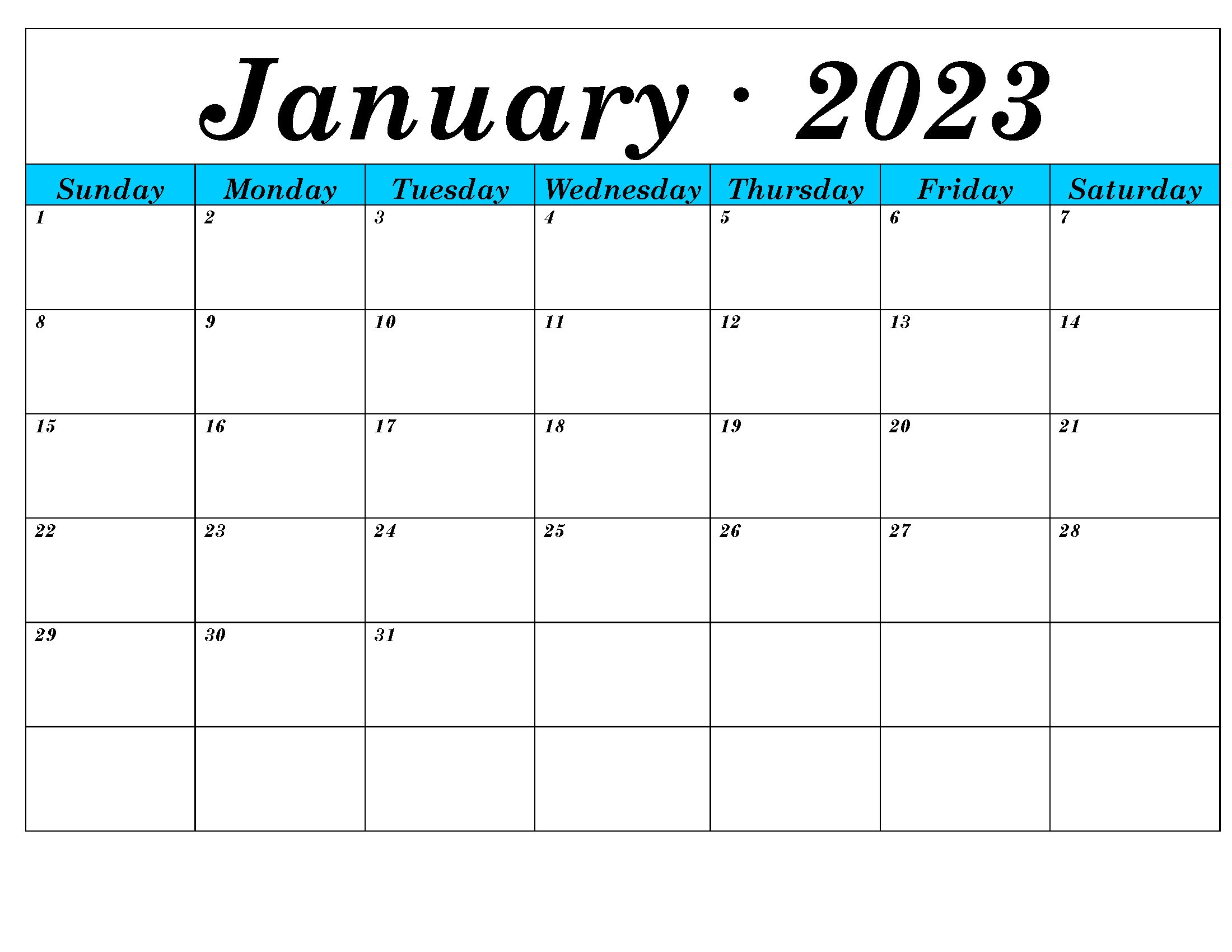 2023 Calendar January 2023 December 2023 Printable Instant 2023 Calendar January 2023 December 2023 Printable Instant