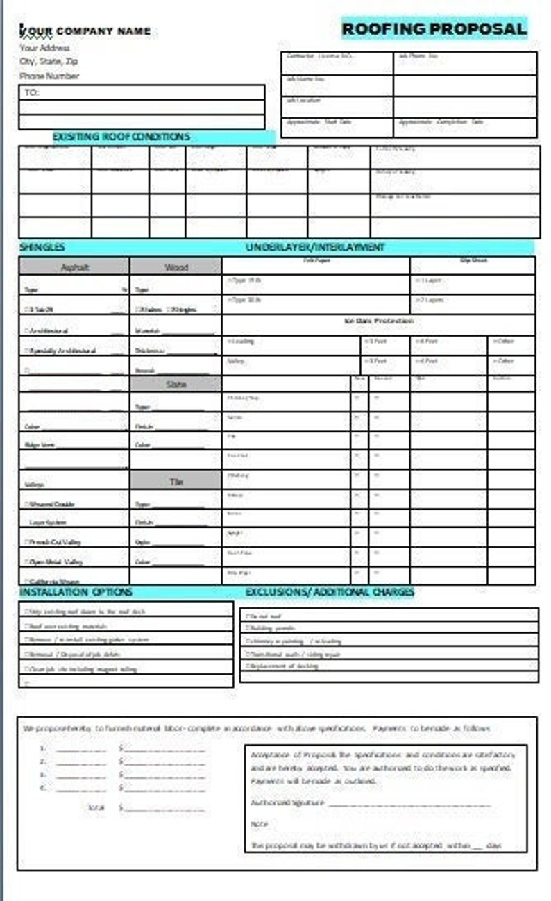 Roofer Prequalification Form.pdf Roofing Proposal Templates | PRINTABLE FORM (8.5 by 14) Legal Document ...