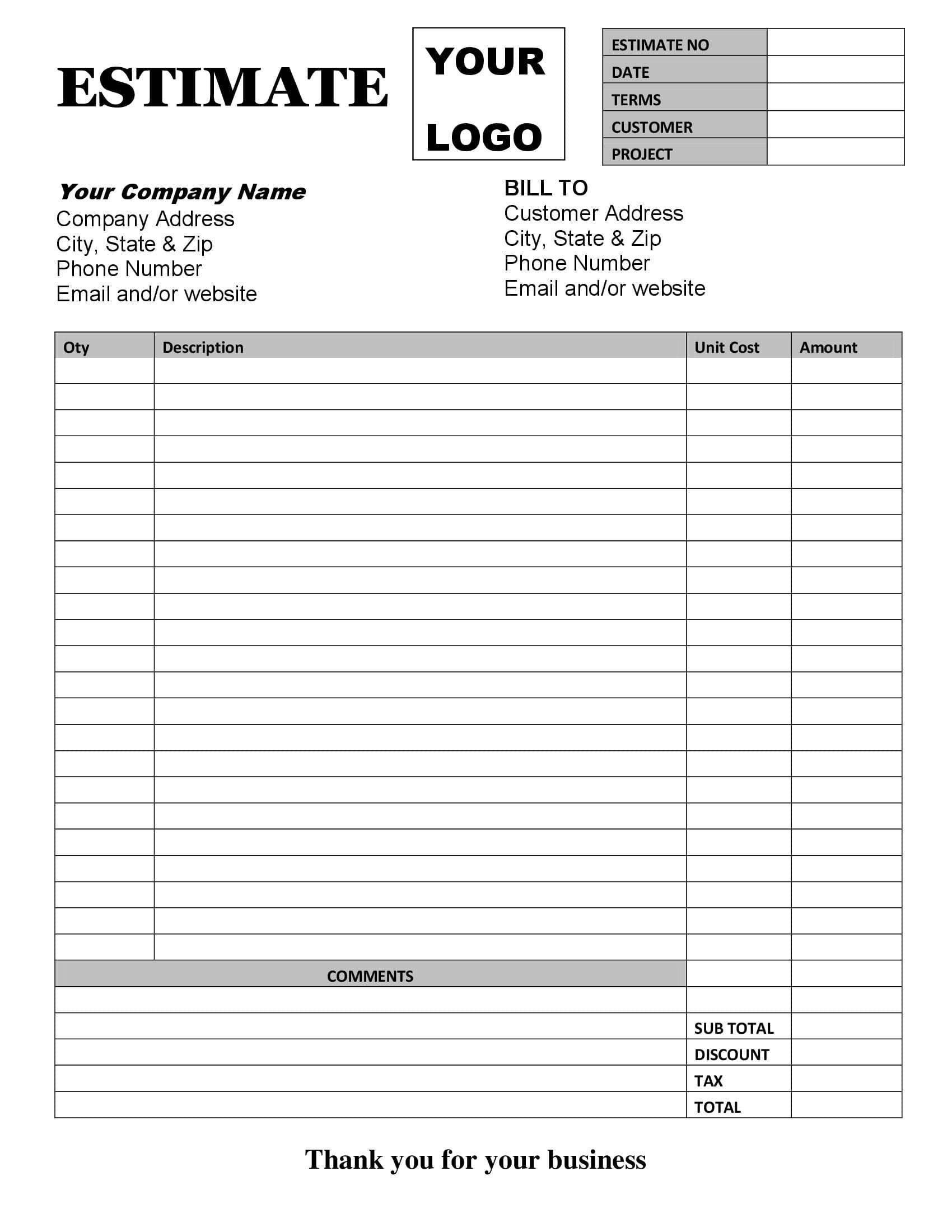 ESTIMATEINVOICE Gray Template Printable Form Etsy ESTIMATEINVOICE Gray Template Printable Form Etsy