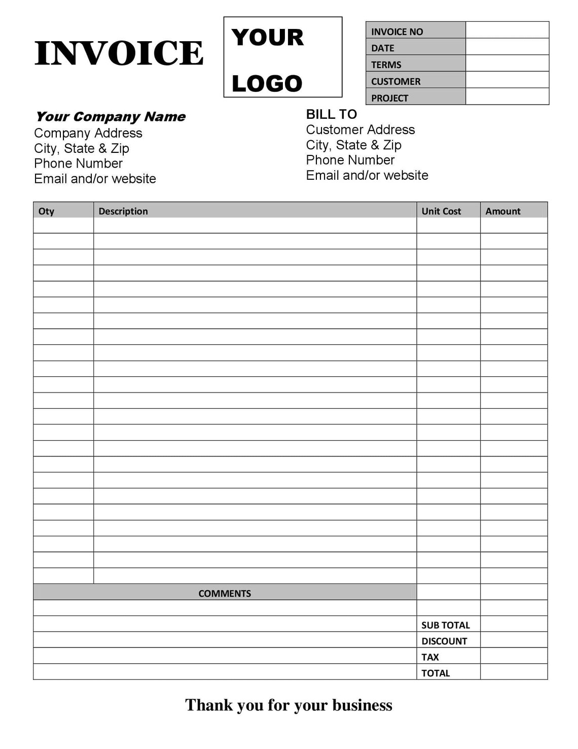 ESTIMATE-INVOICE Gray Template Printable Form - Etsy