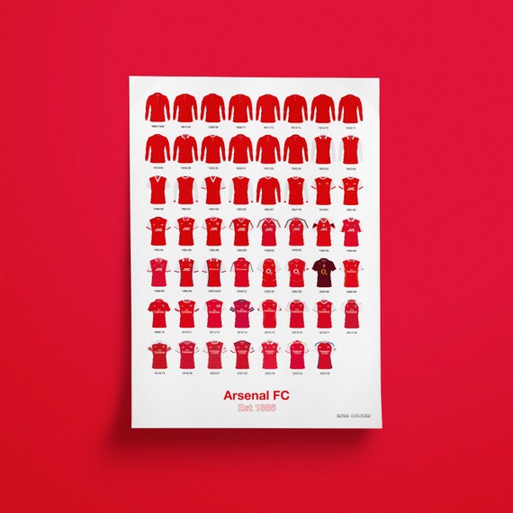 Arsenal FC Shirt History Print Etsy