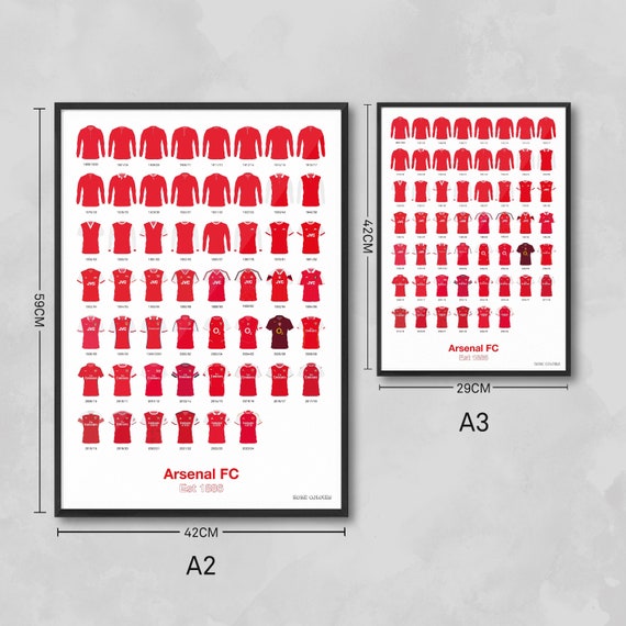 Arsenal FC Shirt History Print Etsy UK