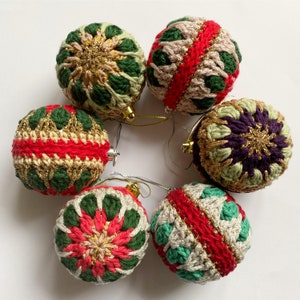 Crochet Flower Christmas Bauble Decorations PDF Pattern