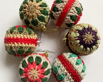 Crochet Flower Christmas Bauble Decorations PDF Pattern