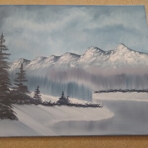 20x24 - Bob Ross inspired landscape painting - oil on canvas (no frame)