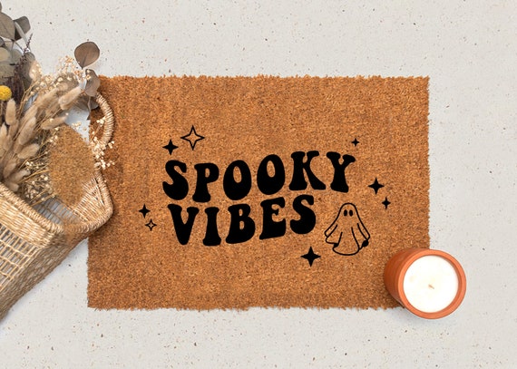 Spooky Vibes Mat | Welcome Mat | Ghost Door Mat | Halloween Door Mat | Fall Decor | Boo