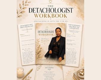 Cuaderno de trabajo en PDF rellenable e imprimible sobre autoestima, sanación emocional y crecimiento personal, de The Detachologist.