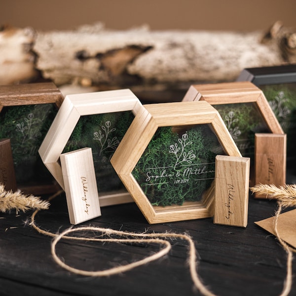 Boîte USB mariage | Boîte USB en bois personnalisée | Usb gravé | Boîte souvenir | USB 3.0 | Boîtier USB | Clé USB personnalisée | Graver une clé USB