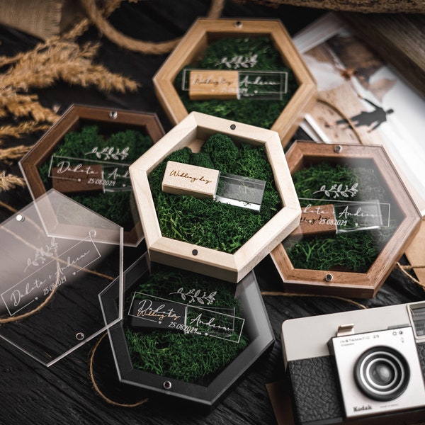 Personalisierte Holz USB Box mit "Kristall" USB | Hochzeit USB Box |Hochzeit USB Box| Erinnerungsbox| Hochzeitsgeschenk für paar