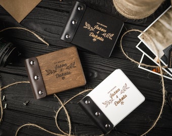 Engraved wooden box for USB with leather | Wedding wooden USB | Custom box with logo | Wooden keepsake box | USB box | Memory Box