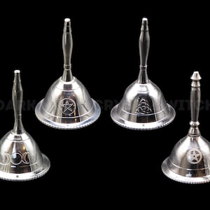 Silver Plated Altar Bells (Pentacle, Triple Moon, Triquetra), Ritual Bell, Altar Bell