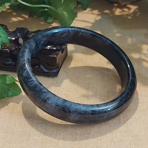 DJade-New 64mm Natural Black Rutilated Crystal Quartz Gems Bangle Best Gift