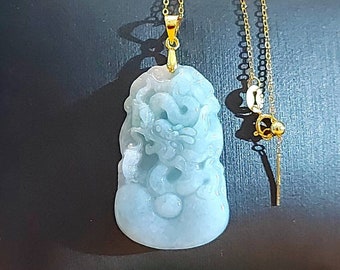 DJade-Certified Natural Green Grade A Jade Jadeite Chinese zodiac Pendant (Dragon) Best Gift