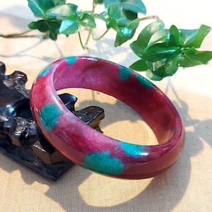 DJade-New 56mm Natural Beautiful Ruby Zoisite Epidote Red Gemstone Crystal Bangle Best Gift