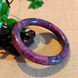 DJade-New 56mm Natural Pink Rhodorite Gemstone Bangle Best Gift