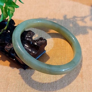 DJade-New 60mm Certified Natural Green Nephrite Jade Bracelet Bangle Best Gift