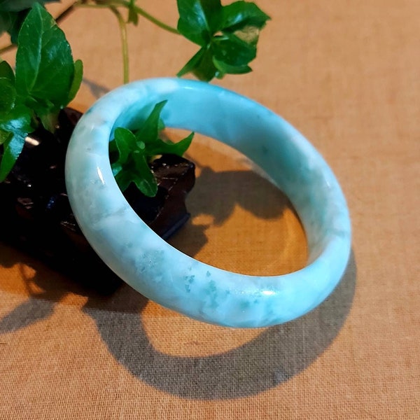 DJade-New 55mm Naturel Larimar Gemstone Cabochon Atlantis Stone Blue Pectolite Gems Bangle Meilleur Cadeau