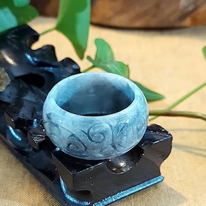 DJade-Certified Natural Green Grade A Jadeite Jade Carved Dragon Circle Ring size: 23.1mm