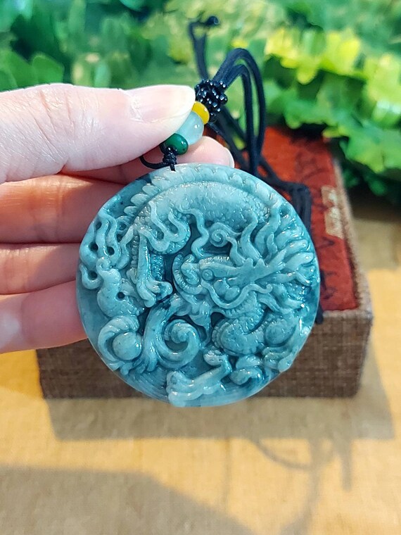 DJade - 認定天然ライトグリーン翡翠ペンダント龍龙最高の贈り物