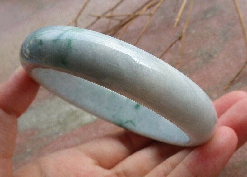 DJade-NEW Certified Natural Green Jade Jadeite Bangle 62mm \u7389\u956f