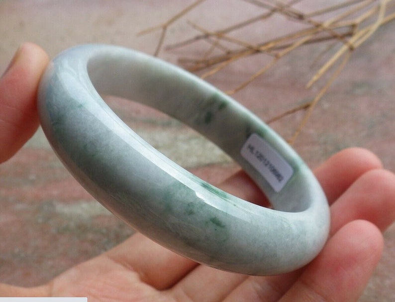 DJade-NEW Certified Natural Green Jade Jadeite Bangle 62mm \u7389\u956f