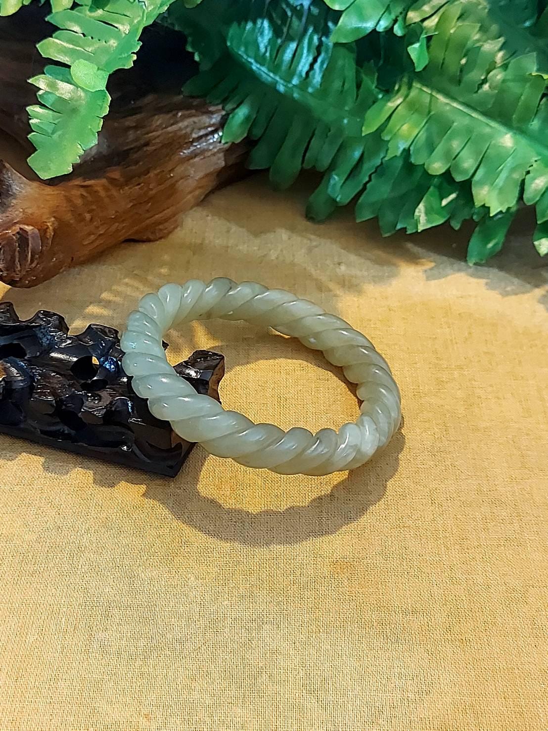 Djade-61mm Certified Natural Green Nephrite Jade Bracelet Bangle