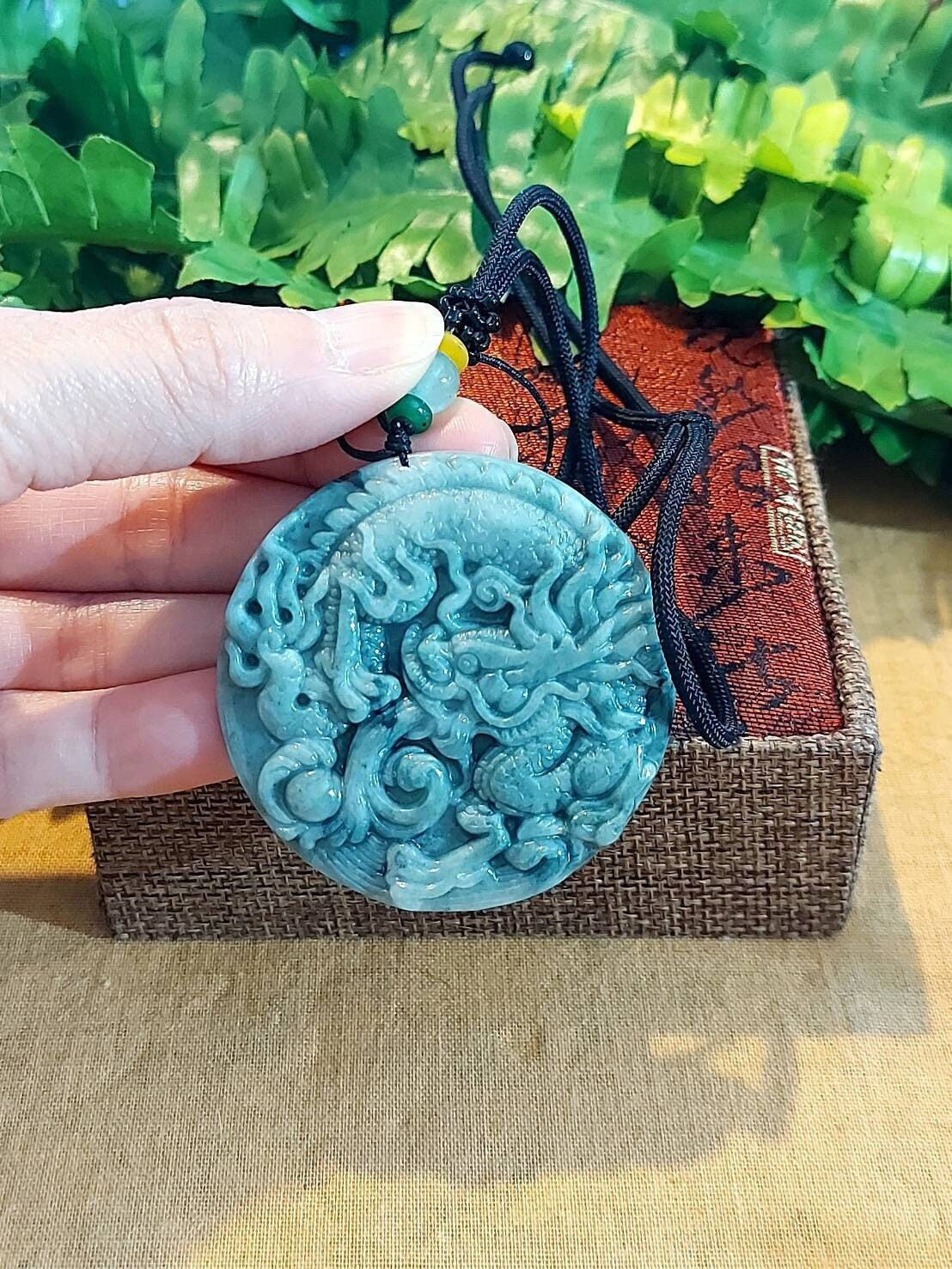 DJade - 認定天然ライトグリーン翡翠ペンダント龍龙最高の贈り物