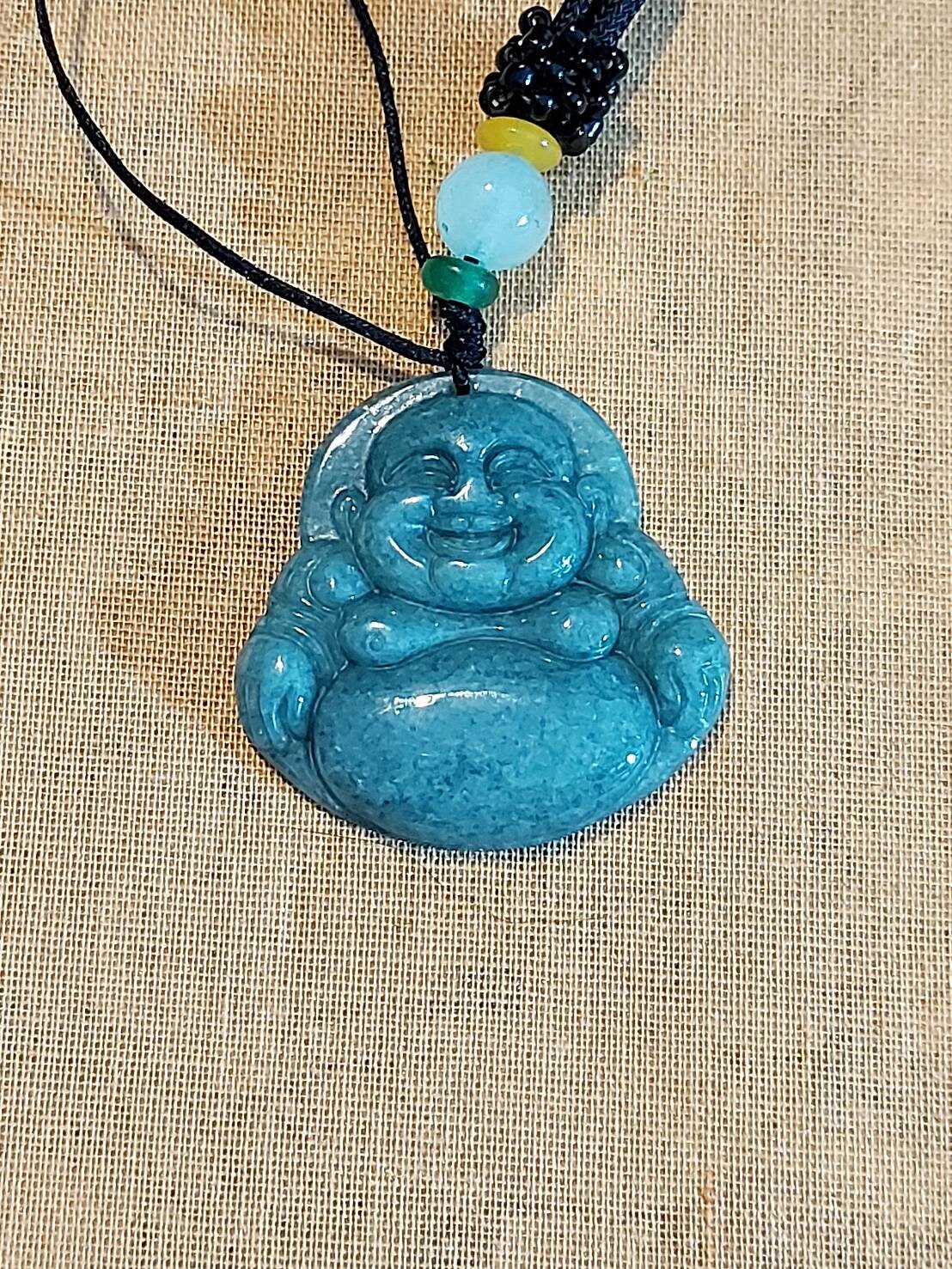 DJade-New認定ナチュラルグリーンA翡翠翡翠ネックレスハッピー仏神开心