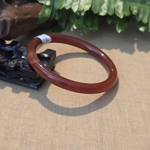 DJade-New 64mm Certified Natural Beautiful Thin Round Red Agate Jade Bangle Best Gift