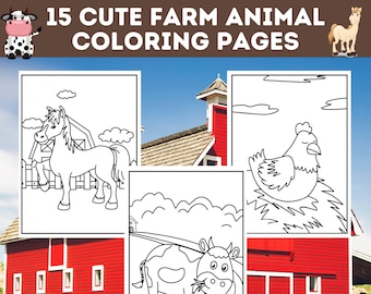 Farm Animal Coloring | Etsy