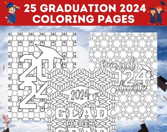 2024 Graduation Coloring Pages Bundle, 2024 Graduate Printable, 2024 Graduation Coloring Book, 2024 Graduation Gift, Gift For 2024 Graduate!