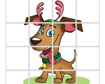 Christmas Dog Printable Jigsaw Puzzle, 16 Piece Jigsaw, Jigsaw Puzzle For Kids, Instant Download