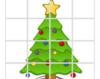 Rompecabezas imprimible del árbol de Navidad, rompecabezas de 16 piezas, rompecabezas para niños, descarga instantánea