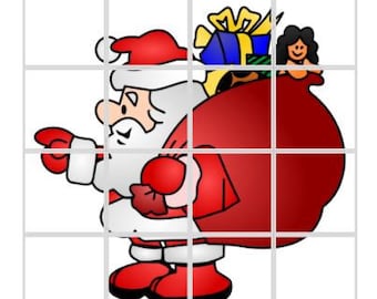 Santa Claus With Toys Christmas Printable Jigsaw Puzzle, 16 Piece Jigsaw, Jigsaw Puzzle For Kids, Instant Download
