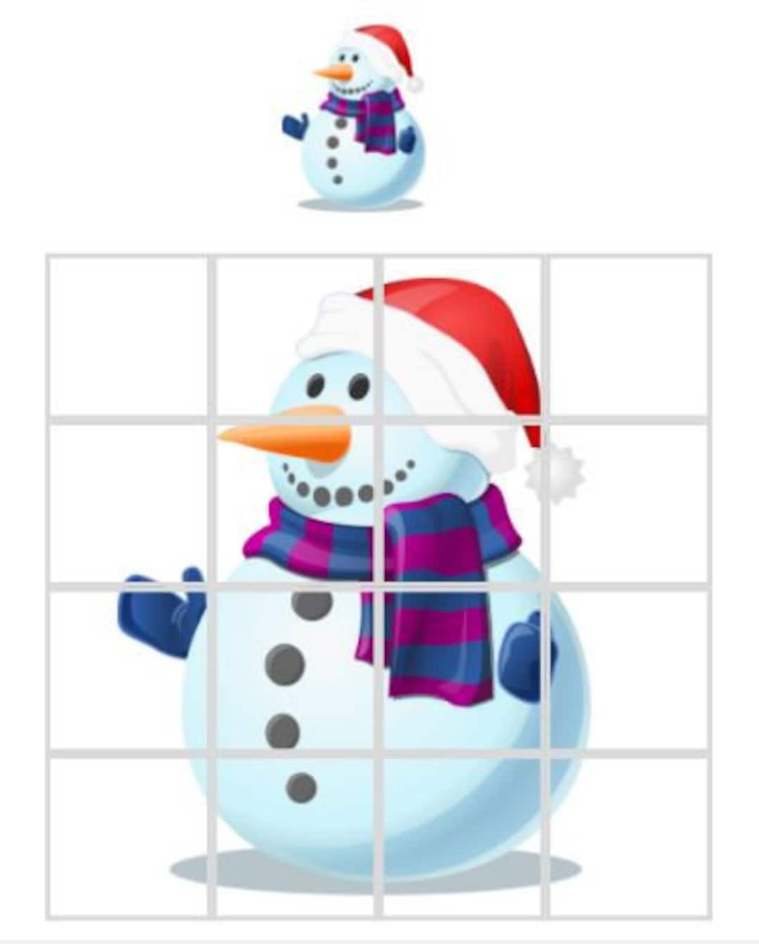 Snowman Printable Jigsaw Puzzle, 16 Piece Jigsaw, Jigsaw Puzzle for
