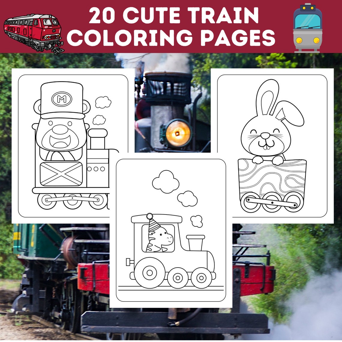 20 Cute Train Coloring Pages Choo Choo Train Printable - Etsy