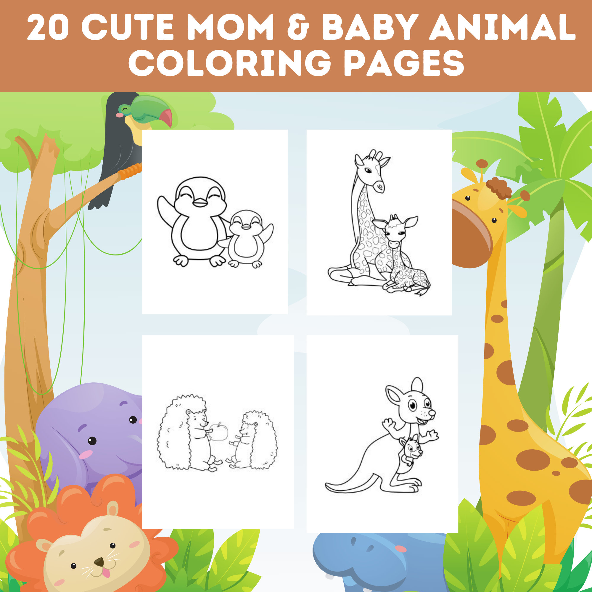 Mama And Baby Animals Coloring Pages