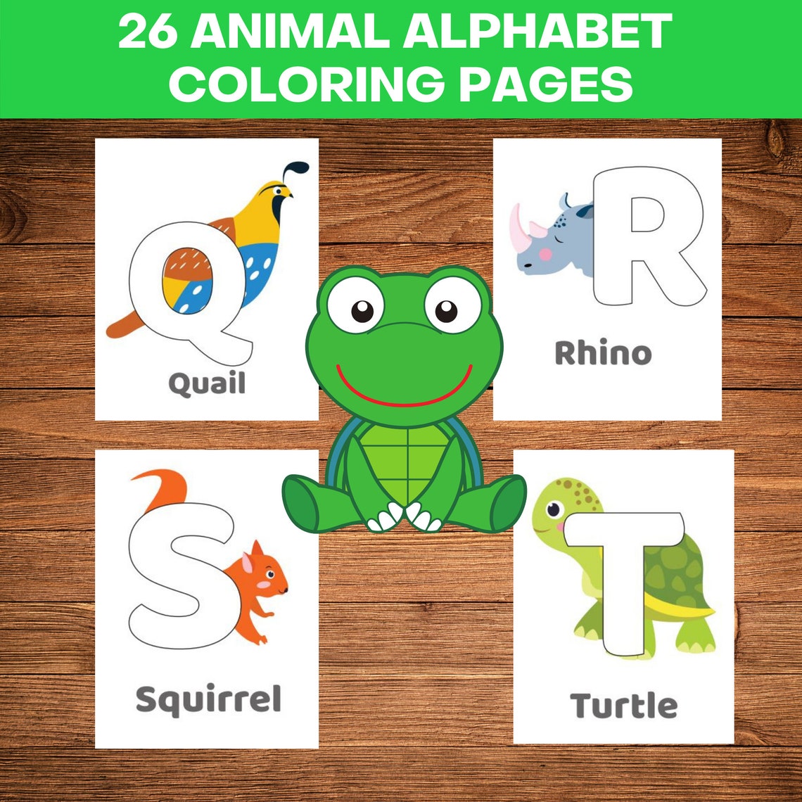 26 Printable Animal Alphabet Coloring Pages Bundle Cute Etsy