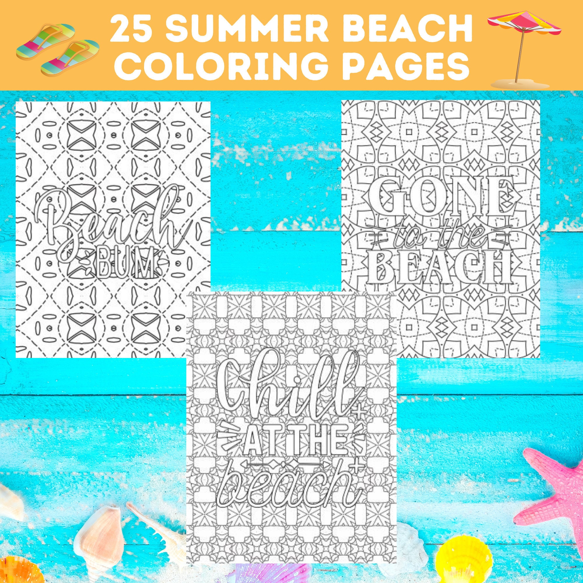 25 afdrukbare zomer strand kleurplaten bundel, strand citeer printables,  kleurboek voor strandliefhebbers, kustcitaten, Instant Download! - Etsy  België, image size:2000x2000
