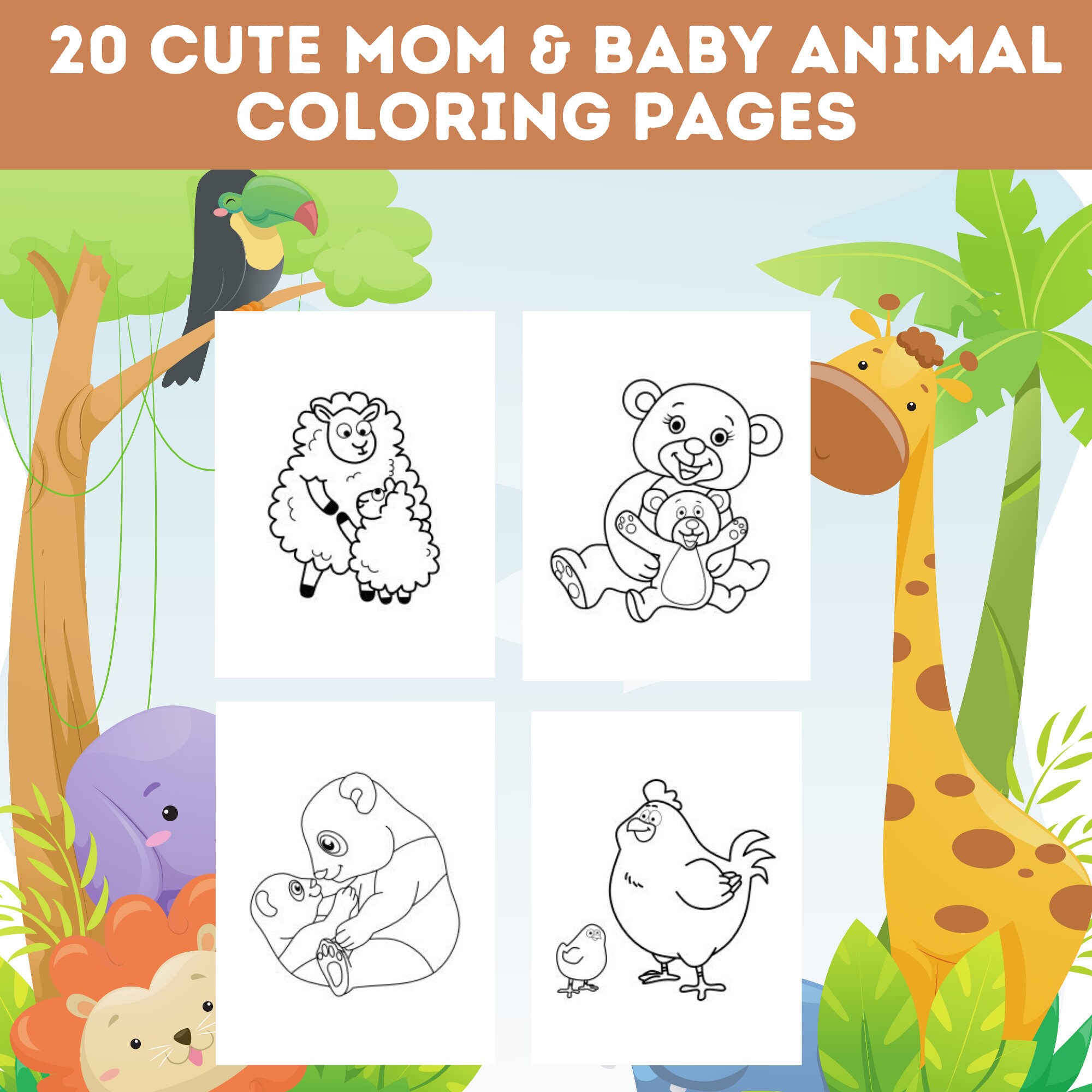 20 Cute Mom and Baby Animal Coloring Pages Bundle Cute Baby - Etsy 20 Cute Mom and Baby Animal Coloring Pages Bundle Cute Baby - Etsy