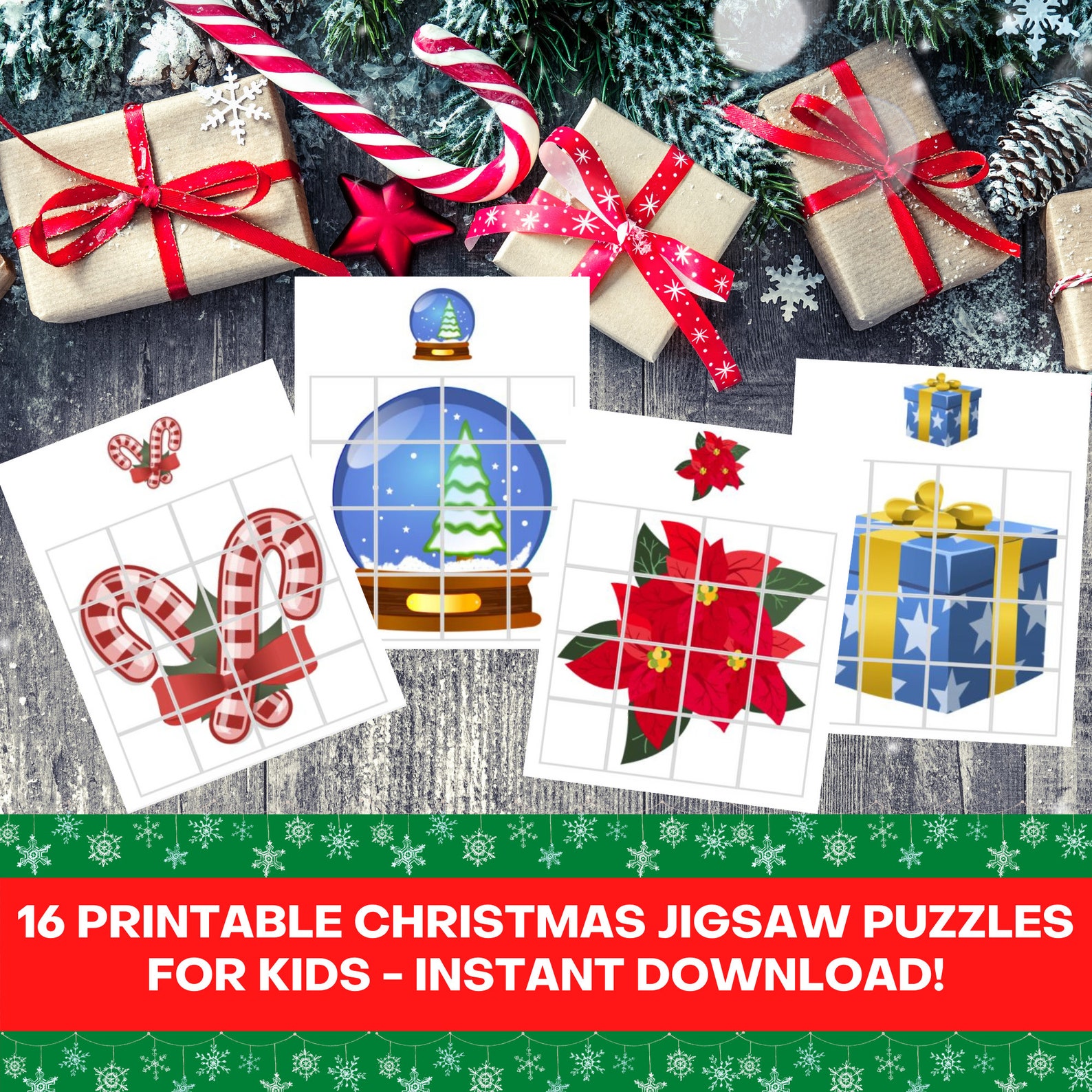 16 Printable Christmas Jigsaw Puzzles Bundle Each Jigsaw Has Etsy New