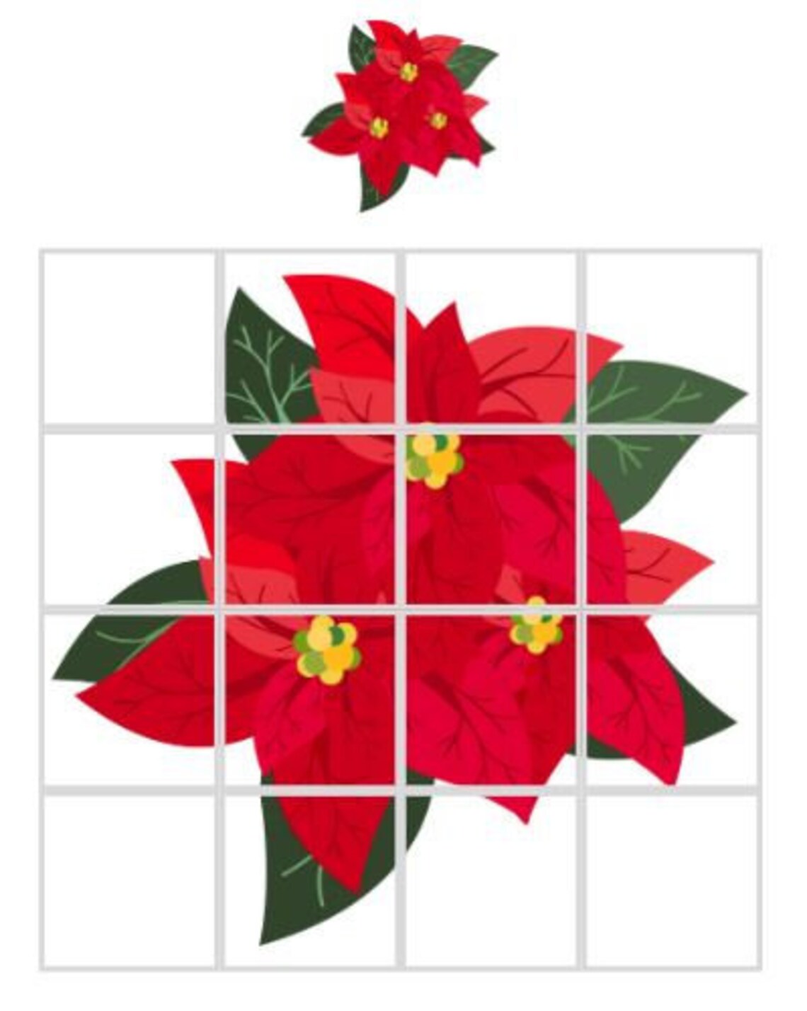 Poinsettia Christmas Printable Jigsaw Puzzle, 16 Piece Jigsaw, Jigsaw ...