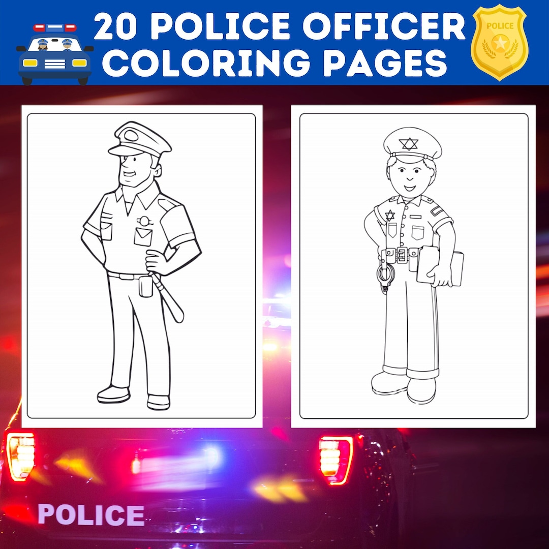 20 Police Officer Coloring Pages Bundle, Policeman Policewoman ...